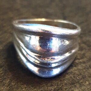 Fancy Vintage European Sterling Silver Wave Design Modernist Ring – Size 9.5